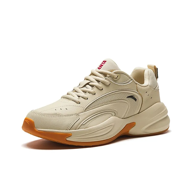 Anta Cushioned Slip Resistant Lightweight Low Top Casual Shoes Men's Yellow Red Black-1