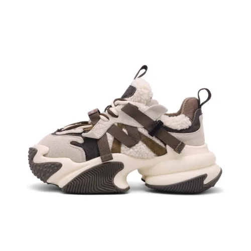 Mr.shang Warm Low-Top Chunky Sneakers Women's Beige