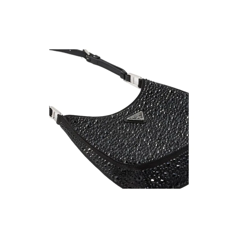 PRADA Cleo Fabric Shoulder Bag Women's Black-3