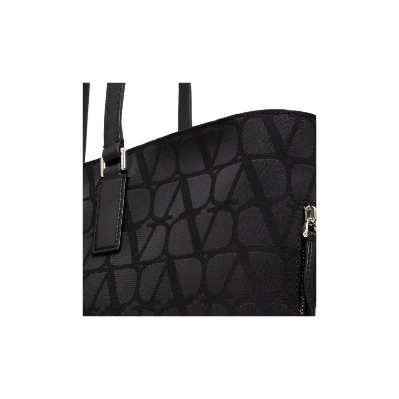 Valentino Calfskin Detail Tote Bag Shopping Bag Shoulder Bag Handbag Regular Men's Black-6