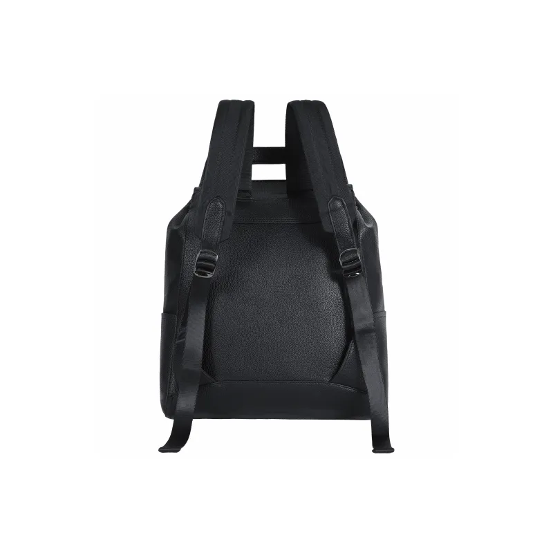 KONADCT Microfiber Synthetic Leather Flap Leather Backpack For Business And Laptop Large Size Unisex Black-3