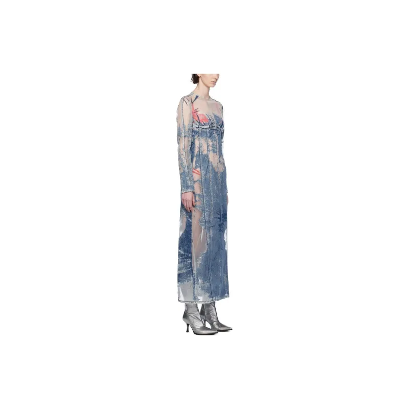 DIESEL FW23 Long-Sleeved Dresses Women's Light Blue-2