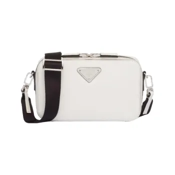 PRADA Brique Leather Crossbody Bag Shoulder Bag Men's White