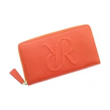 RAPPORT Genuine Leather Grained Leather Wallet Large Size Women's Orange