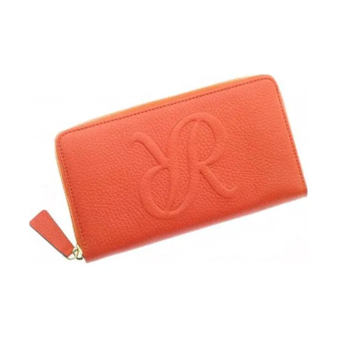 RAPPORT Genuine Leather Grained Leather Wallet Large Size Women's Orange-0