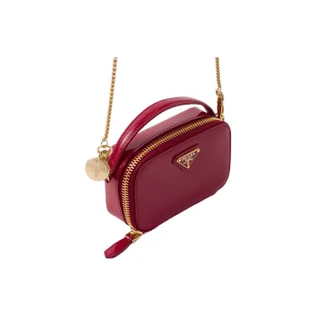 PRADA Patent Leather Clutch Mini Women's Cherry Red