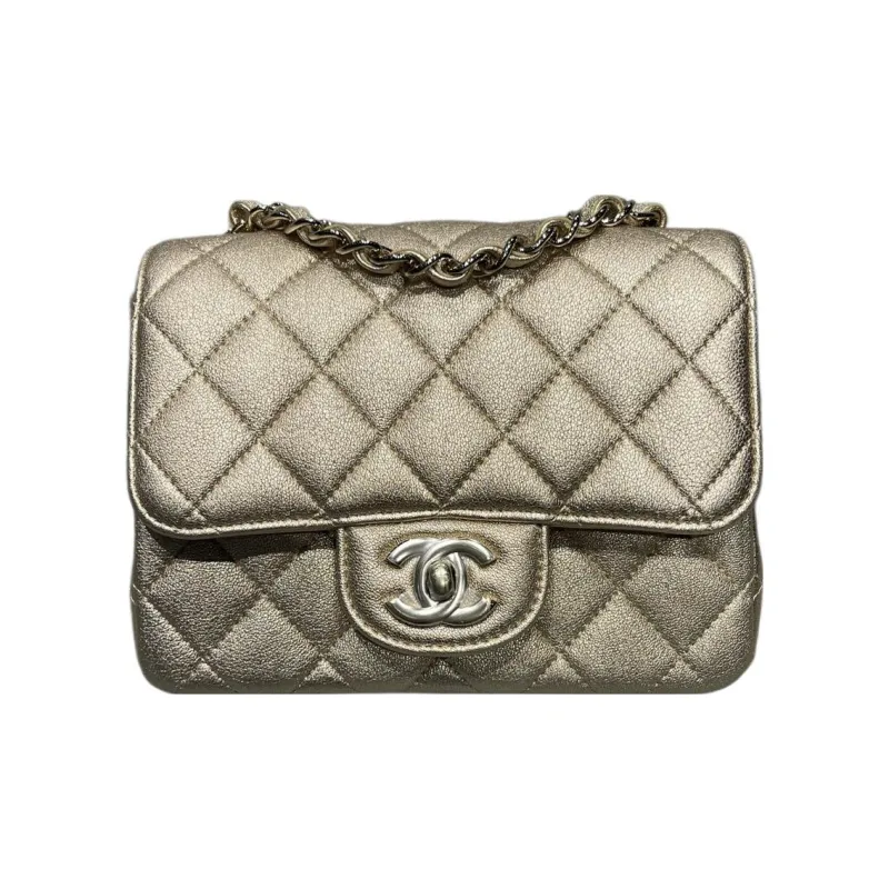 CHANEL Classic Flap CF Sheepskin Shoulder Bag, Crossbody Bag Mini Women's Gold-0