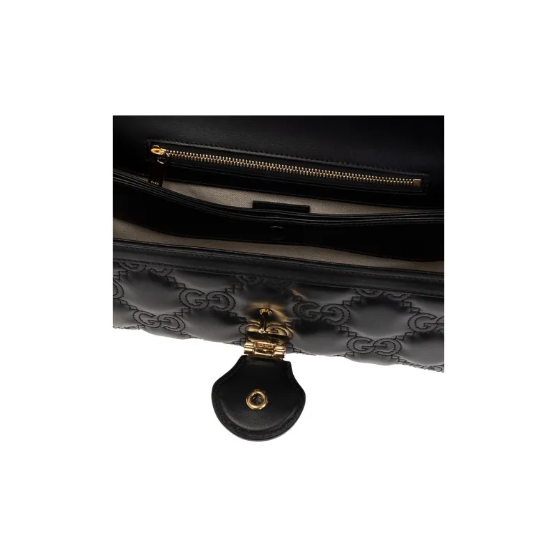 GUCCI GG Matelassé Leather WOC Baguette Bag Shoulder Bag Crossbody Bag Women's Black-4