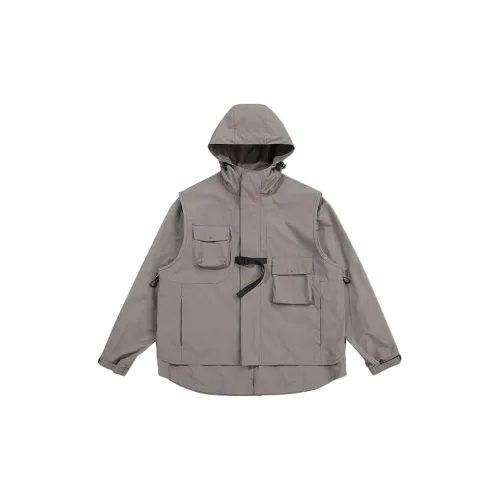 SET FUNS Trench Coats Unisex Stone Gray