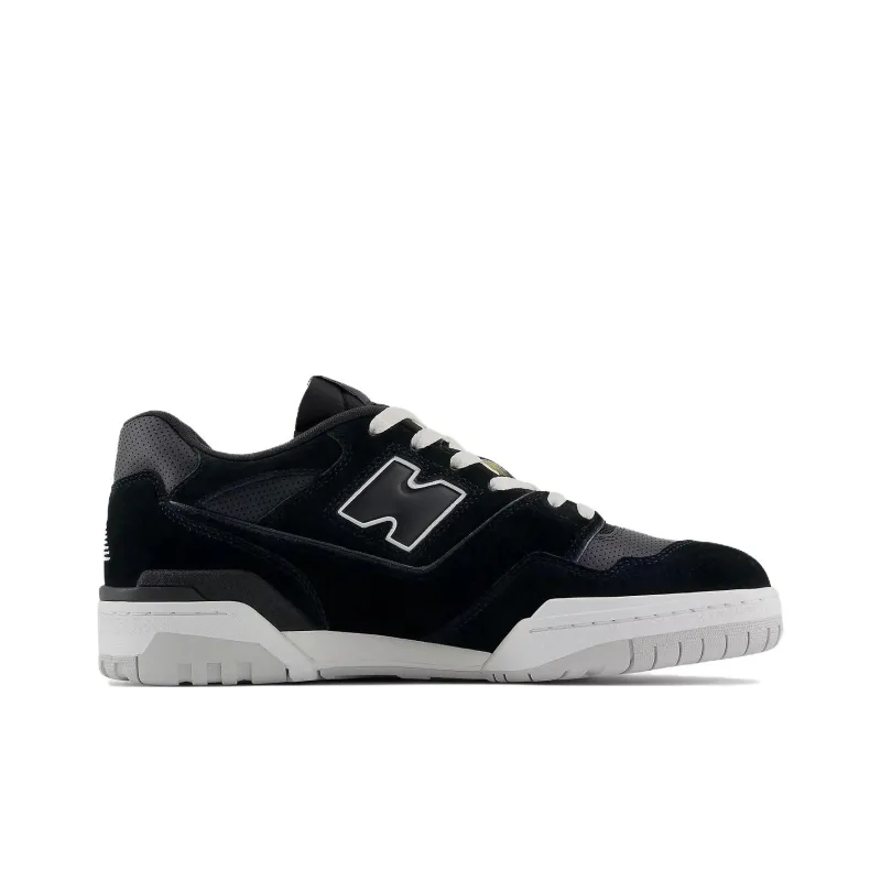 New Balance 550 Suede Perforated Leather Black White-1