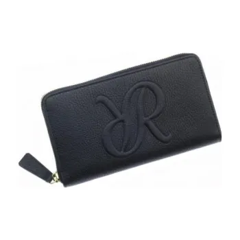 RAPPORT Genuine Leather With Beaded Surface Leather Wallet Large Size Women's Black