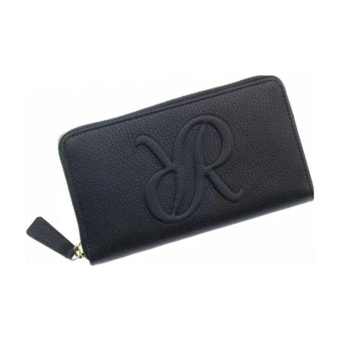 RAPPORT Genuine Leather With Beaded Surface Leather Wallet Large Size Women's Black-0