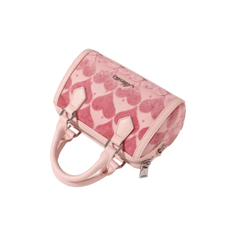 AILUXI Fabric Velour One Shoulder Handbag Regular Women's Peach Pink-3