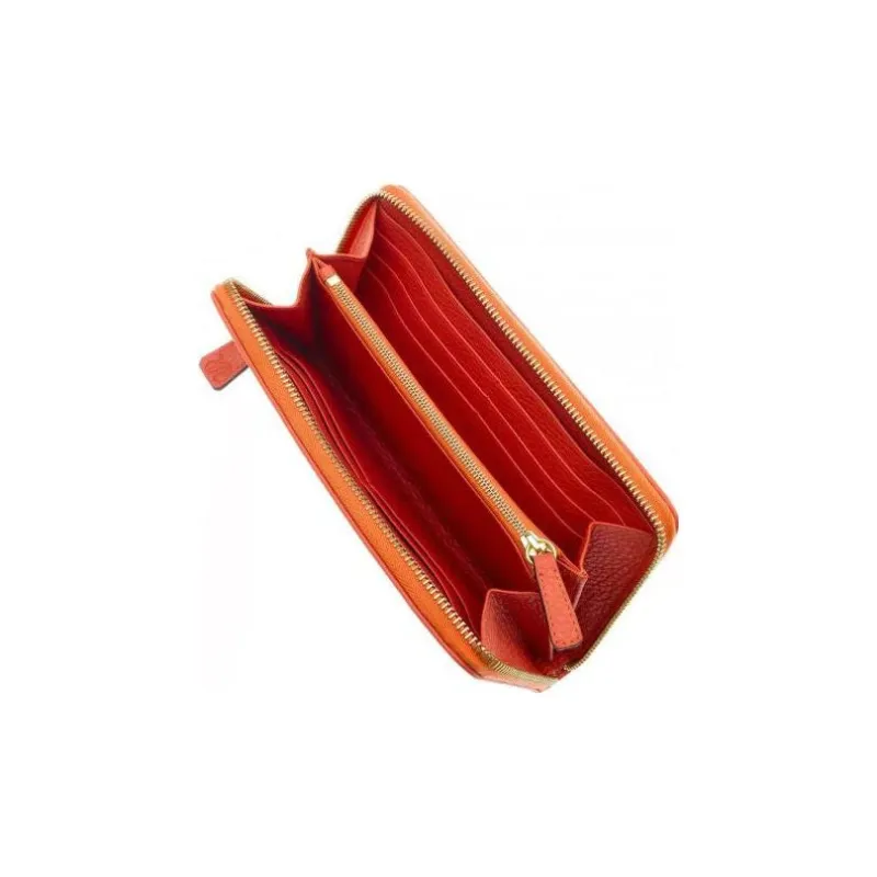 RAPPORT Genuine Leather Grained Leather Wallet Large Size Women's Orange-1