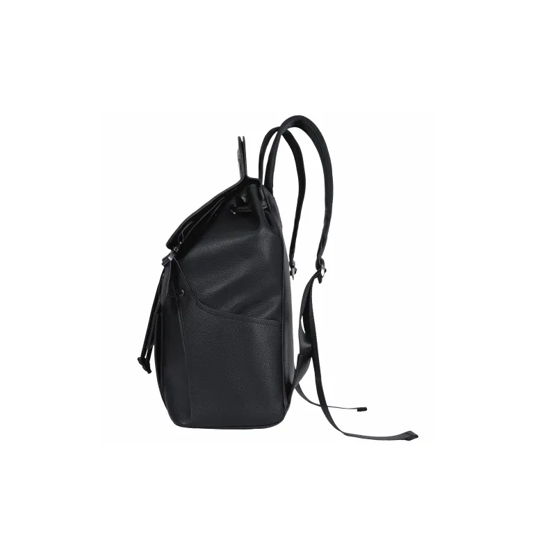 KONADCT Microfiber Synthetic Leather Flap Leather Backpack For Business And Laptop Large Size Unisex Black-2