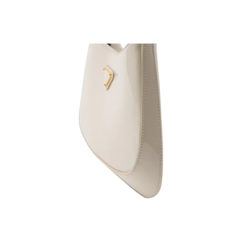 PRADA Patent Leather Hobo Bag Shoulder Bag Women's Ivory White-3