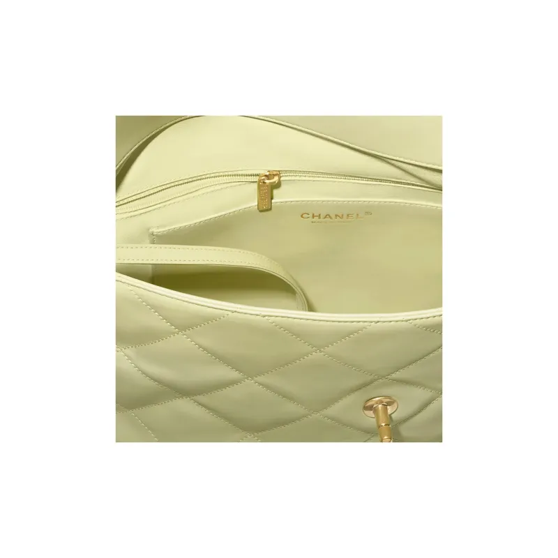 CHANEL Calfskin Hippie Bag, Crossbody Bag, Shoulder Bag Extra Large Women's Yellow Green-2