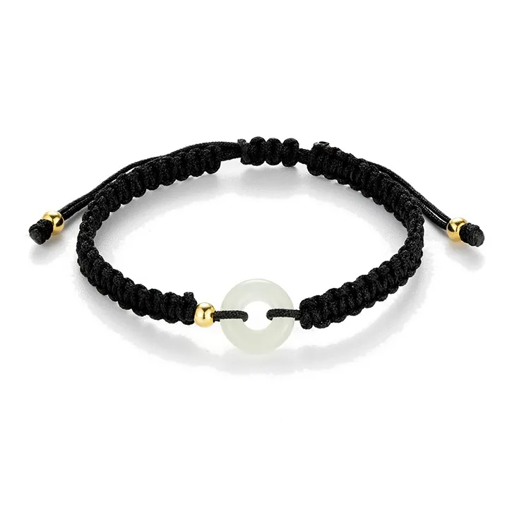 QLADY 925 Sterling Silver Bracelets Unisex Pale Greenish White Jade-6