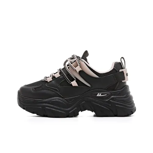 WARRIOR Chunky Sneakers Women's Low-Top Black/Pink