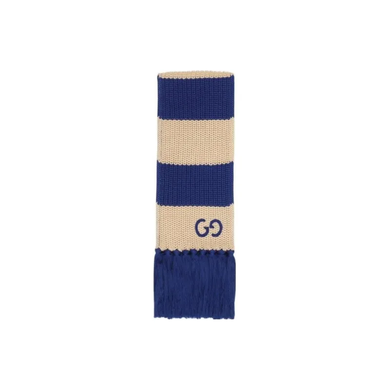 GUCCI Knit Scarves Unisex Blue/Khaki-0