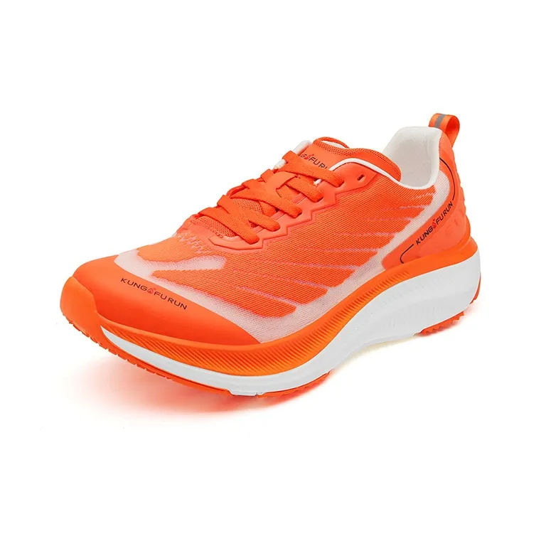 Kung Fu Run Cushioning Anti Slip And Wear Resistant Breathable Support Low Top Running Shoes Unisex Sun Orange Red-2