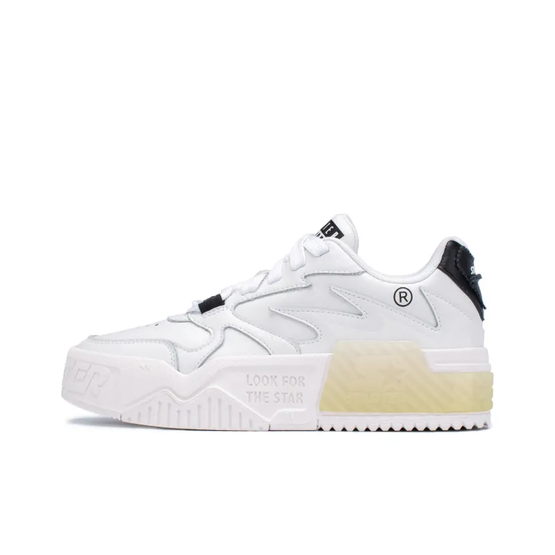 STARTER Vol Series Sound Wave VOL Anti Slip And Wear Resistant Height Increasing Low Top Skateboard Shoes Women's White-0