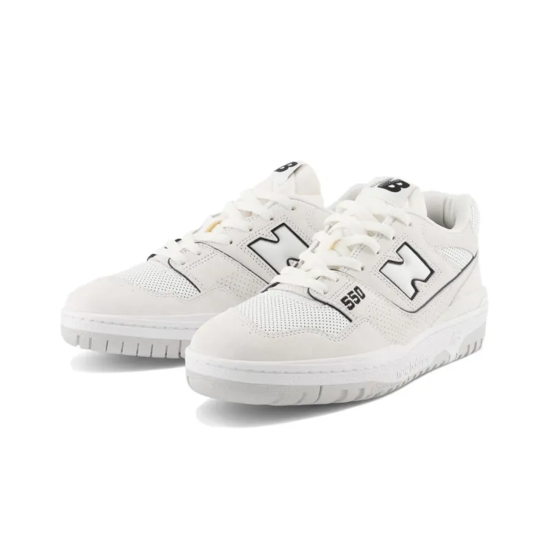 New Balance 550 White Perforated Leather Black-2