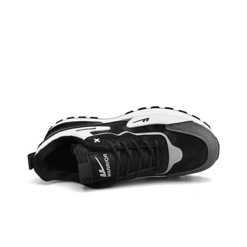 Warrior Cushioning, Slip Resistant, Abrasion Resistant, Breathable, Thermal Low Top Running Shoes Men's Black White-2