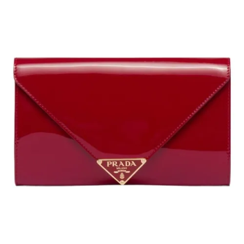 PRADA Leather Clutch Mini Women's Cherry Red