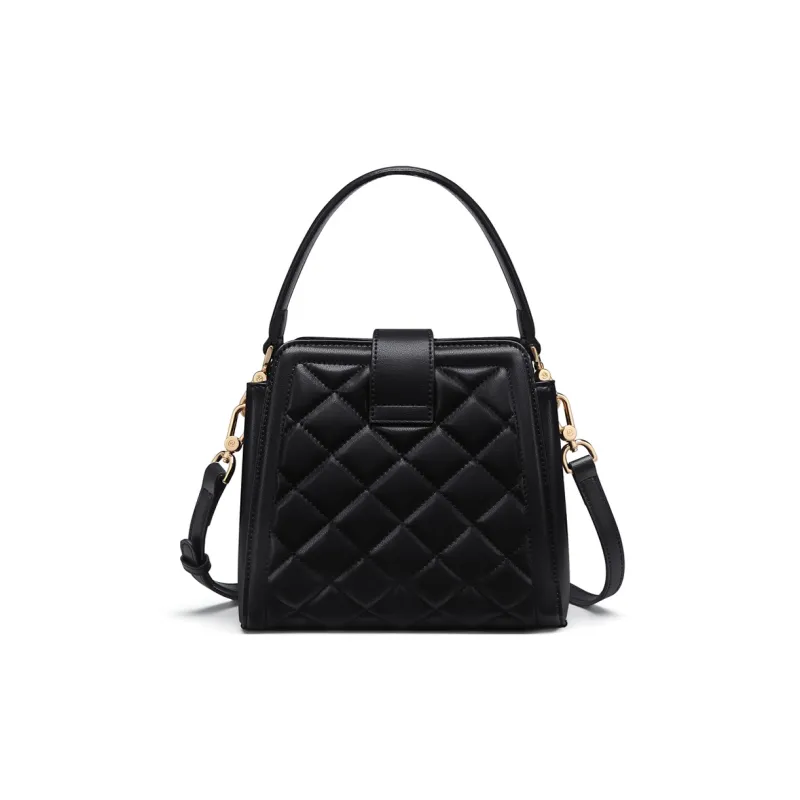 GOLF Synthetic Leather, Cow Split Leather Bucket Bag, Handbag, Shoulder Bag, Crossbody Bag Trumpets Women's Black-7
