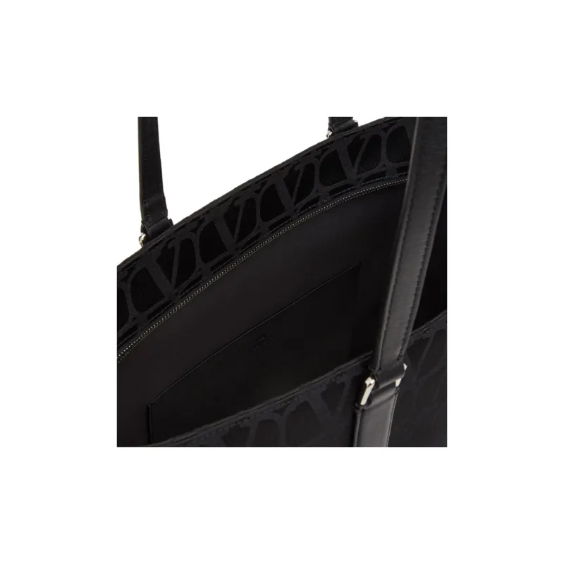 Valentino Calfskin Detail Tote Bag Shopping Bag Shoulder Bag Handbag Regular Men's Black-5