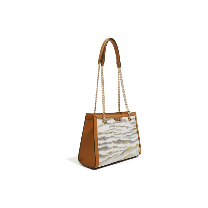 Forever Lucky Genuine Leather Shoulder Bag Medium Size Women's Gold Brown Smoke And Mist Silver Gray-1