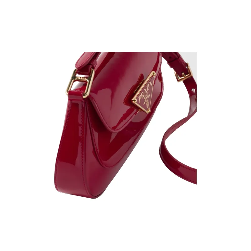 PRADA Patent Leather Shoulder Bag Regular Women's Cherry Red-5