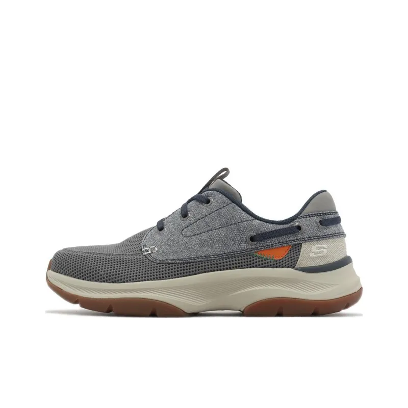 Skechers Bucknell-HAWN Cushioning Wear-Resistant Low-Top Casual Shoes Men's Gray Dark Blue-0