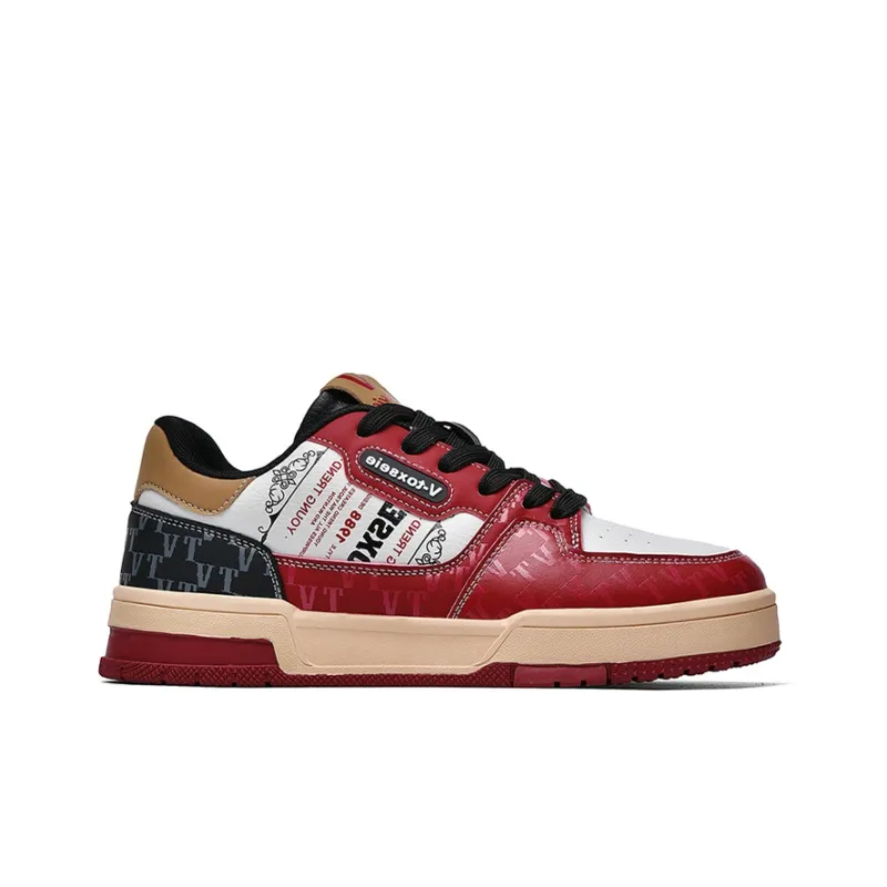 V TOXSEIE Low Top Skateboard Shoes Unisex Burgundy-1