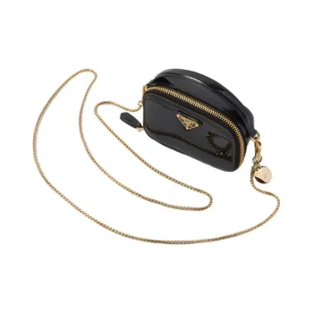 PRADA Patent Leather Clutch Handbag Mini Women's Black