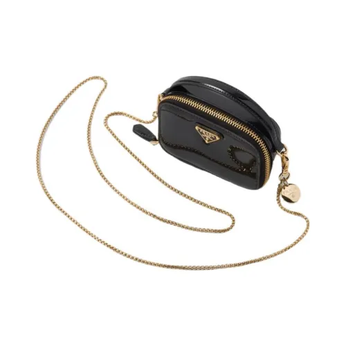 PRADA Patent Leather Clutch Handbag Mini Women's Black