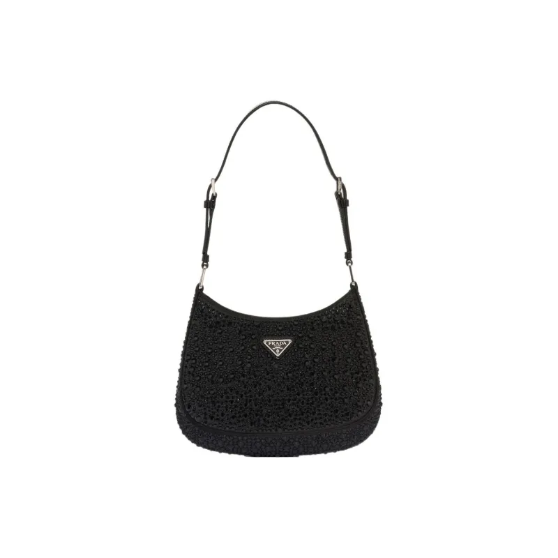 PRADA Cleo Fabric Shoulder Bag Women's Black-0