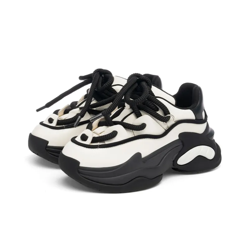 A02 Toby Black Universe Eye Height Increasing Low-Top Chunky Sneakers Women's-5