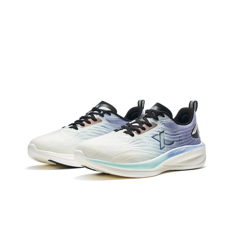 XTEP Cushioning Anti Slip And Wear Resistant Low Top Running Shoes Men's White Blue Purple-4