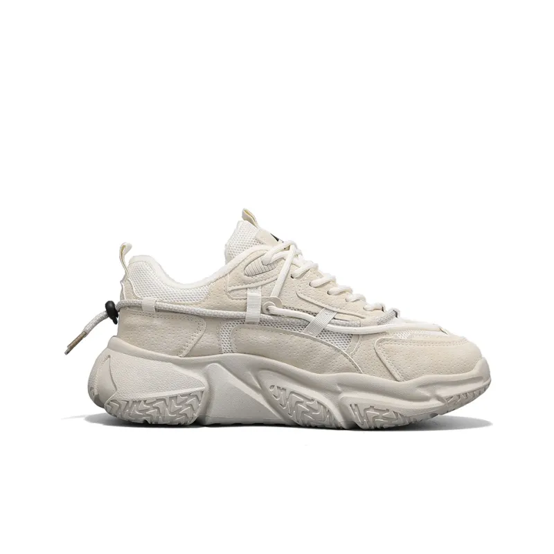 Warrior Cushioning Height Increasing Thermal Low Top Chunky Sneakers Men's Beige-2