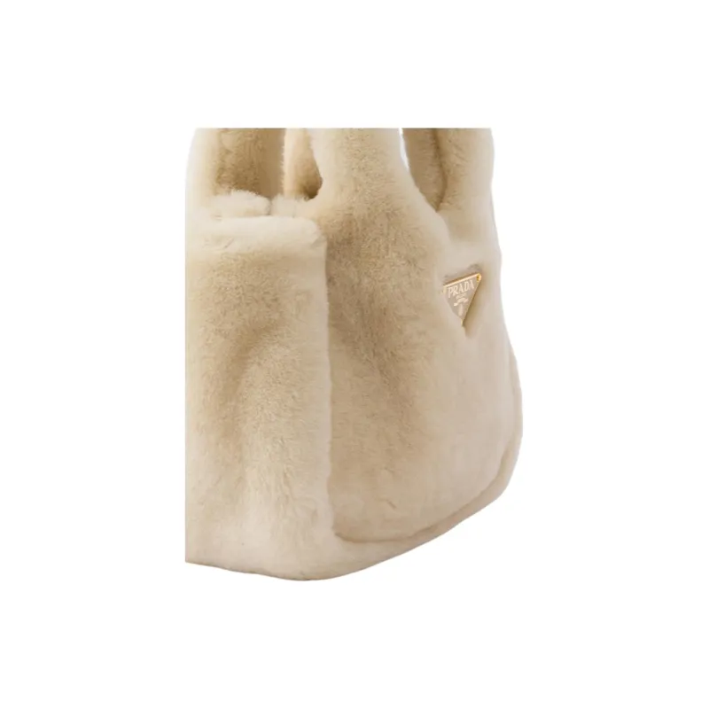 PRADA Shearling Handbag Mini Women's Natural Color-3