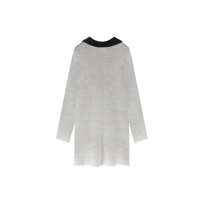 CHUU Long Sleeved Dresses Women's Black White Stripes-1