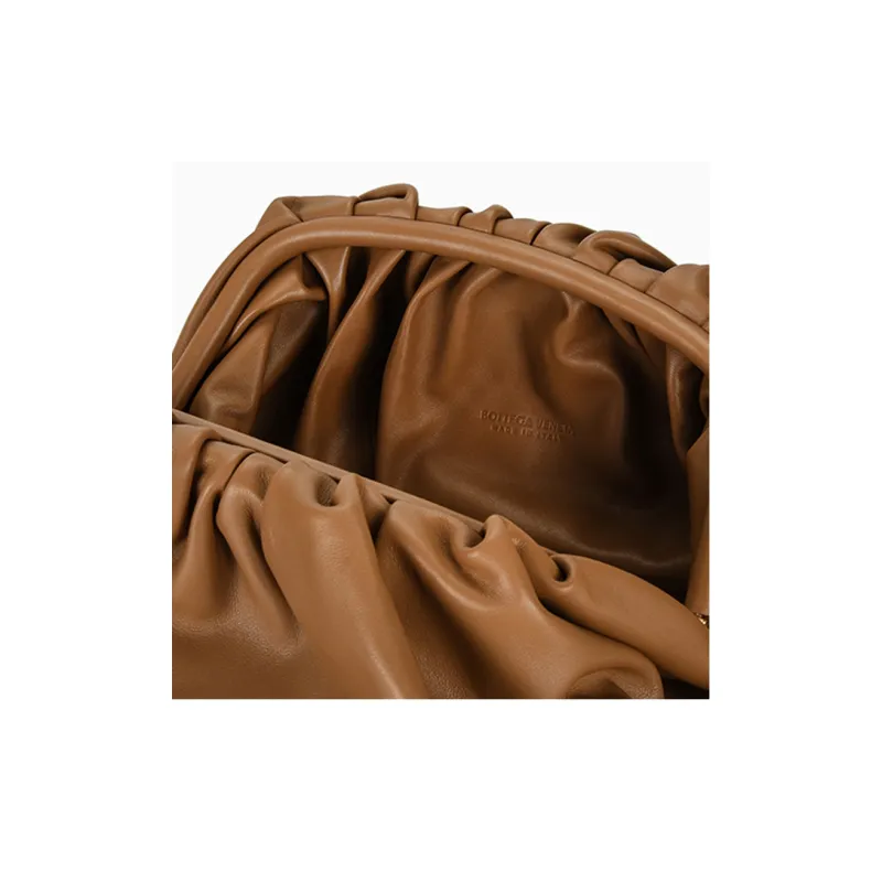 Bottega Veneta Cow Leather Cloud Bag Clutch Tubas Women's Caramel Brown-4