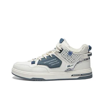 Warrior Thickened And Fleece Lined Cotton Blend Warm And Lightweight High Top Skateboard Shoes Men's Beige Blue
