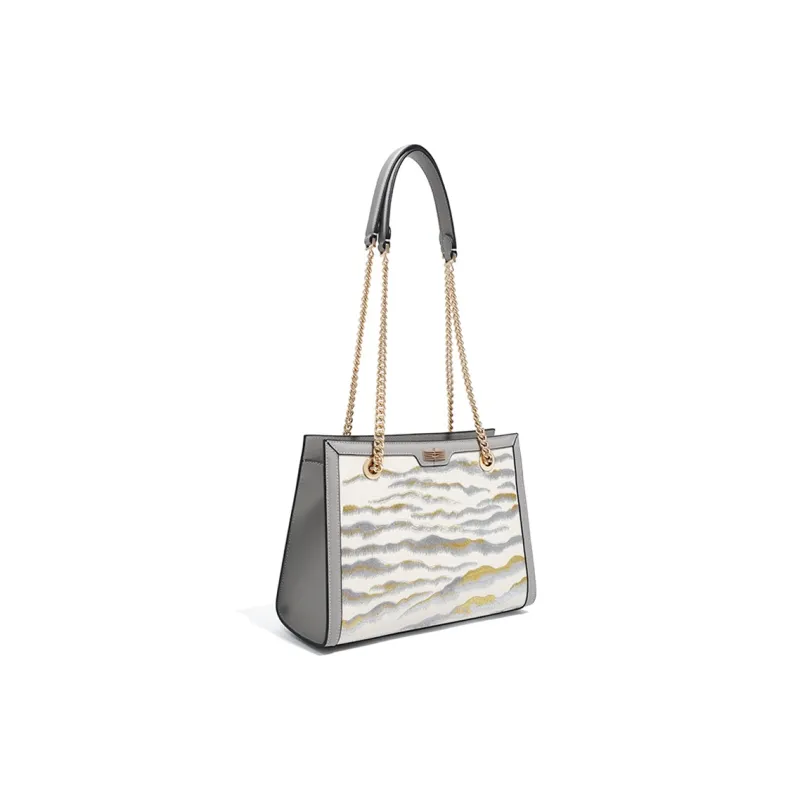 Forever Lucky Genuine Leather Shoulder Bag Medium Size Women's Gold Brown Smoke And Mist Silver Gray-7