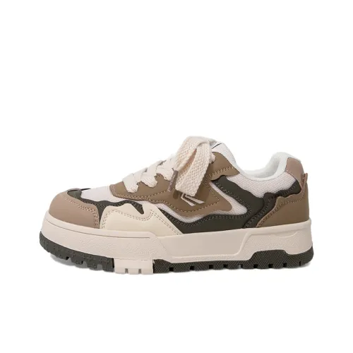 Feiyue Skateboard Shoes Women's Low-Top Beige/Brown/Army Green