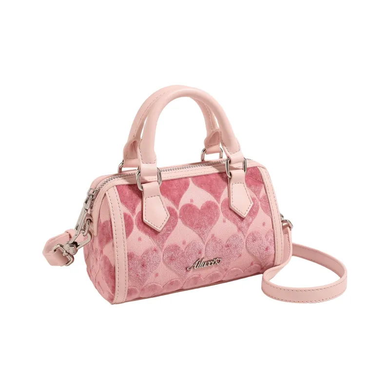 AILUXI Fabric Velour One Shoulder Handbag Regular Women's Peach Pink-1