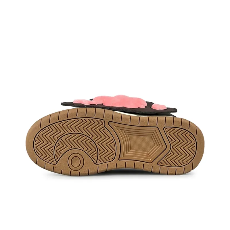 OHJC Puffy Shoes Anti Slip Wear Resistant Low Top Skateboard Shoes Women's Pink Brown-6
