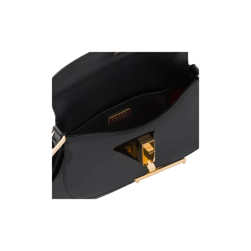PRADA Patent Leather Shoulder Bag Regular Women's Black-3